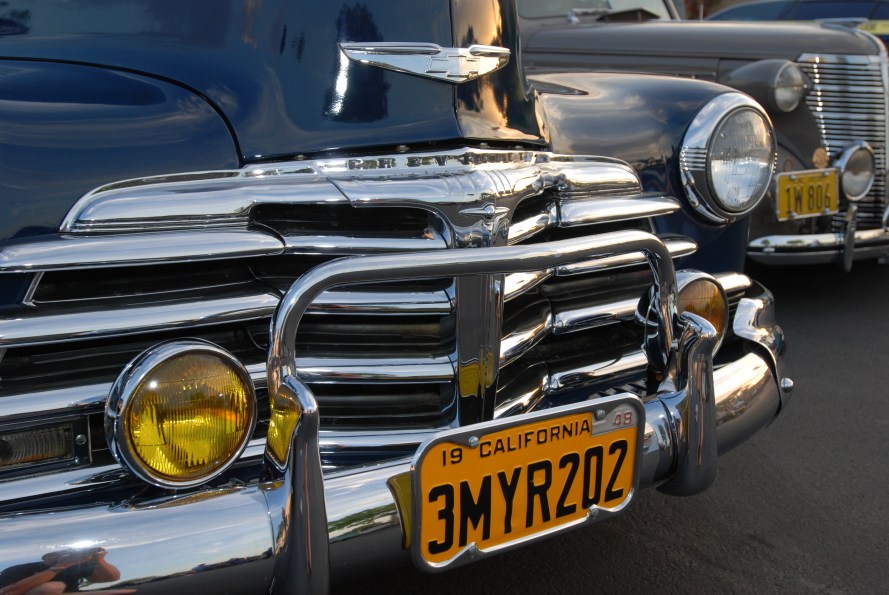 Blue 1940's Chevrolet 4 door sedan_front grill detail_Ruby's Diner car show_ Whittier,California_August 3, 2012 Blue 1940's Chevrolet 4 door sedan_front grill detail_Ruby's Diner car show_ Whittier,California_August 3, 2012