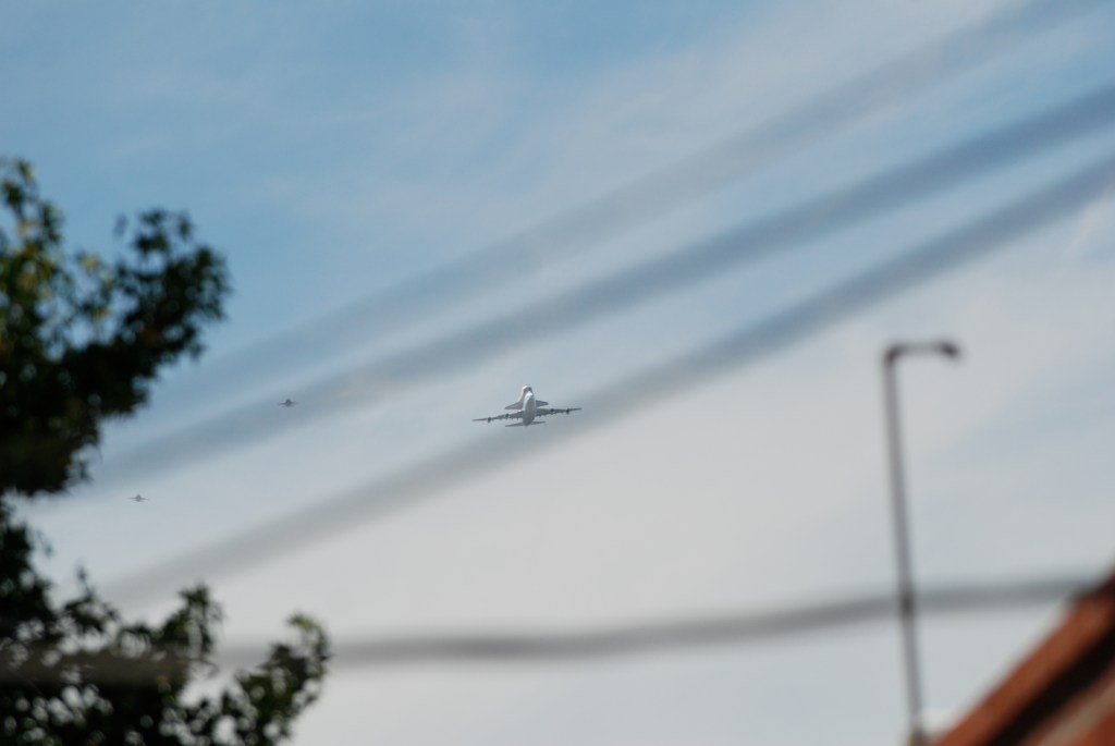 Space shuttle Endeavour's final flight_approach to South Pasadena, CA._photo 1_Friday September 21, 2012