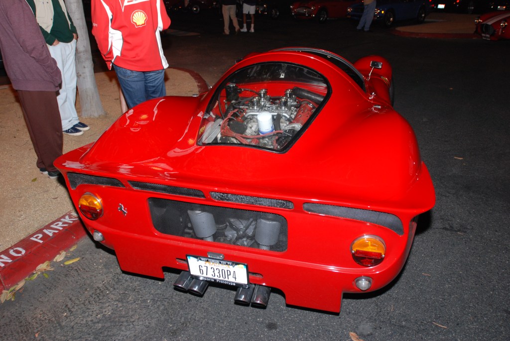 Red 1967 Ferrari 330 P4 recreation_rear deck& window view_Cars&Coffee_September 29, 2012