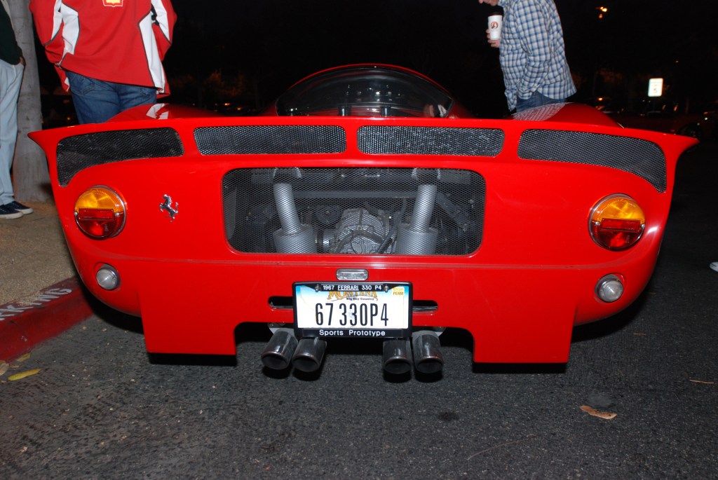Red 1967 Ferrari 330 P4 recreation_rear view_Cars&Coffee_September 29, 2012
