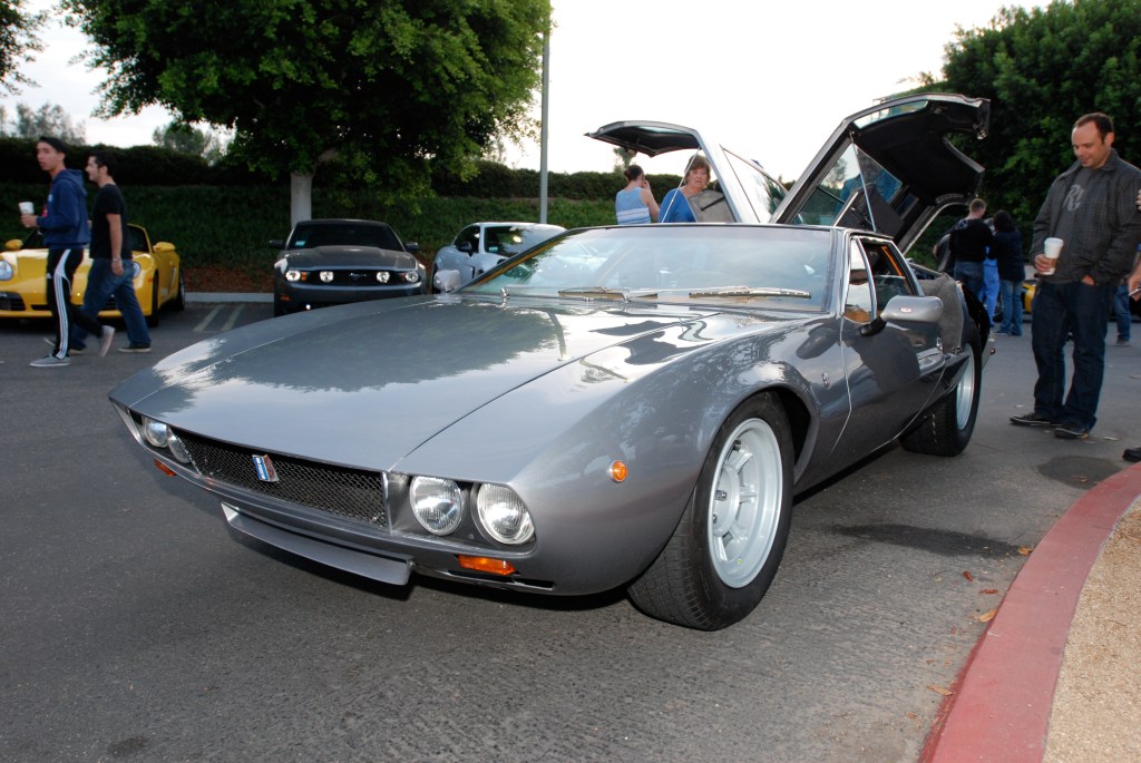 1969 slate gray Detomaso Mangusta_3/4 front view_Cars&Coffee_October 6, 2012