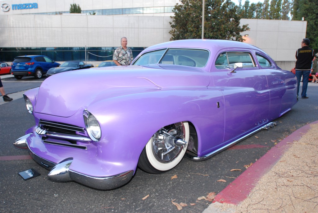 1951 Purple chop top Merc by RD Kustoms_3/4 front view_Cars&Coffee_October 6, 2012