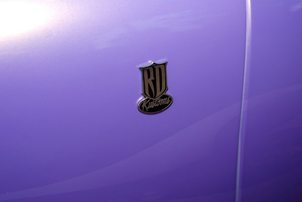 1951 Purple chop top Merc by RD Kustoms_fender badge detail_Cars&Coffee_October 6, 2012