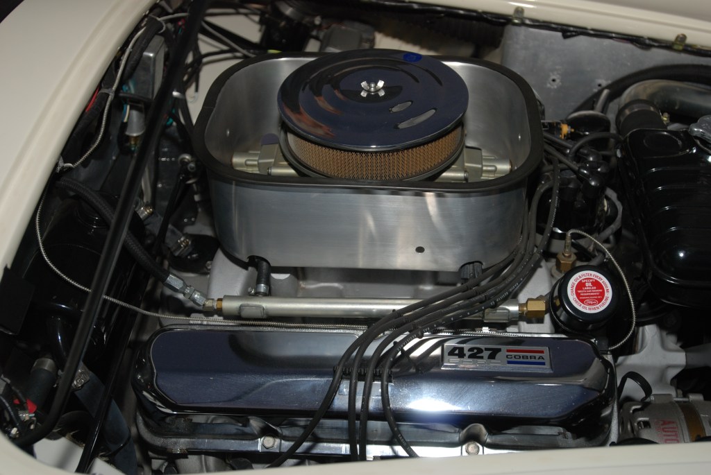 Wimbledon white, right hand drive Shelby 427 Cobra_427 big block detail_Cars&Coffee_October 27, 2012