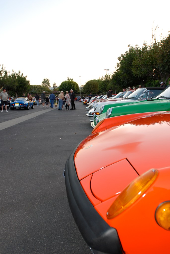 Porsche row_Orange 914-6 in foreground_Cars&Coffee_September 29,2012