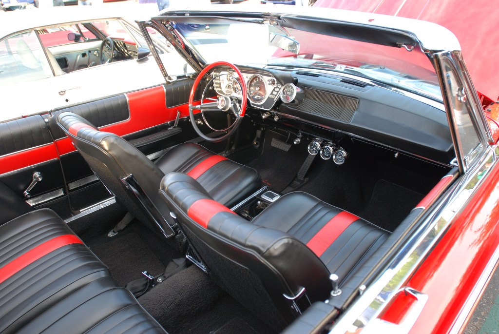 Red 1963 Plymouth Sport Fury _interior detail_Cars&Coffee_October 6, 2012