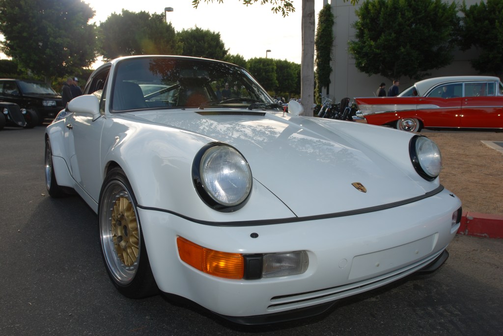 Grand Prix white 1991 Porsche 964 turbo_3/4 front view_Cars&Coffee_October 6, 2012