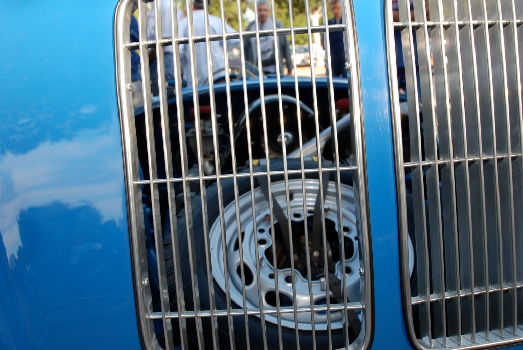 Blue Porsche 550 Spyder_Porsche row_3/4 rear view_Cars&Coffee_September 29,2012