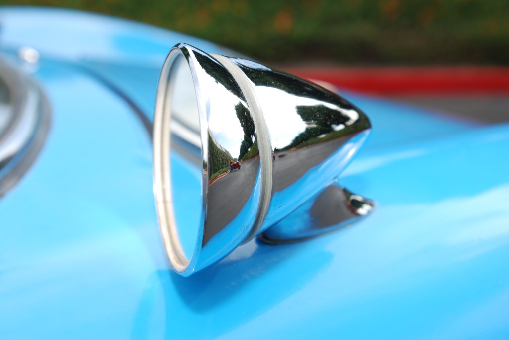 Blue 1964 Porsche 904 Carrera GTS_ front fender mirror & reflections_Cars&Coffee_September 29, 2012