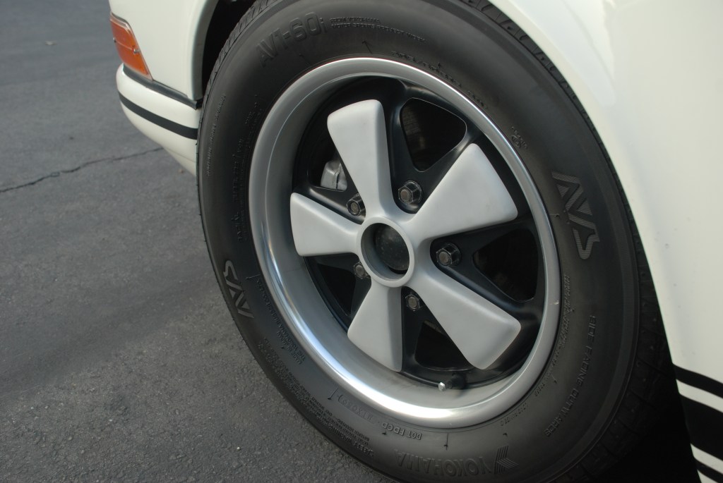 White 1969 Porsche 911S_ founding member of RGruppe car club's personal car_custom finished deep 6 Fuchs alloy wheel_Cars&Coffee_November 3, 2012