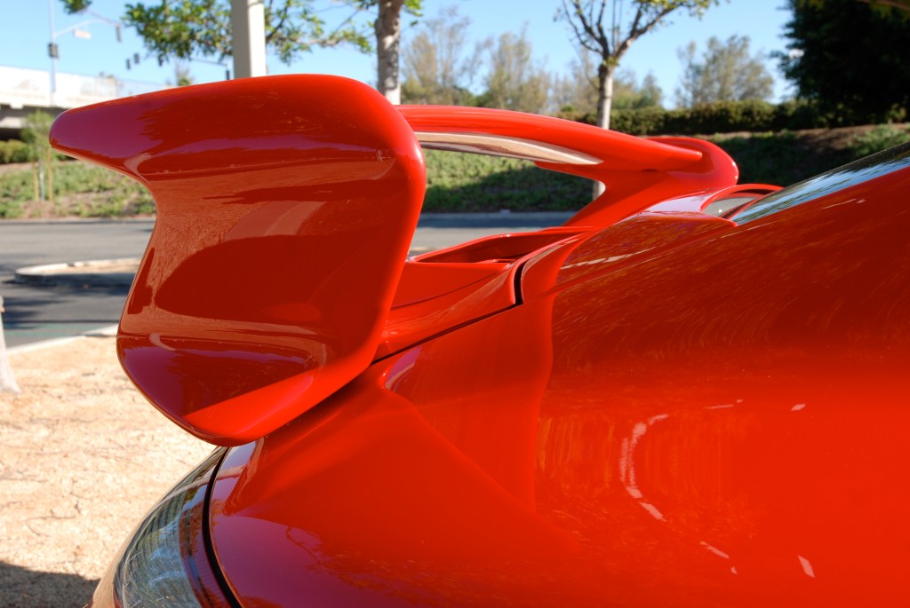 Red Porsche 997 GT3_ rear wing & fender reflections_Cars&Coffee_November 10, 2012