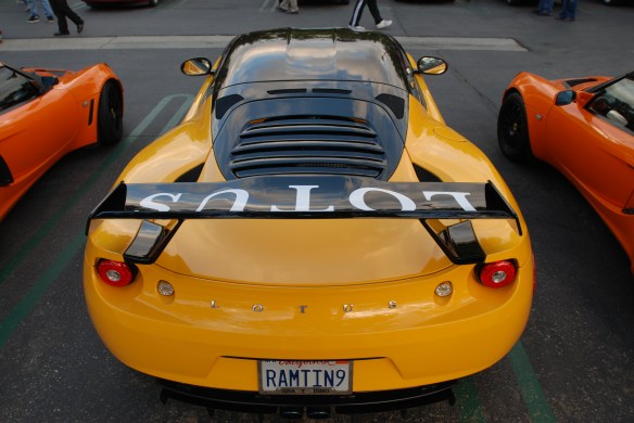 Solar Yellow 2012 Lotus Evora coupe_rear view_Cars&Coffee/Irvine_December 29, 2012_DSC_0615