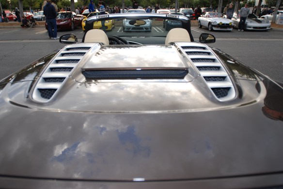 2012 Teak Brown metallic Audi R8 V10 Spyder_rear view, rear deck reflections_Cars&Coffee/irvine_December 29, 2012_DSC_0640