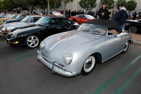 Silver 1955 Porsche Speedster _3/4 front view w/reflections_Cars&Coffee/Irvine_January 5, 2013