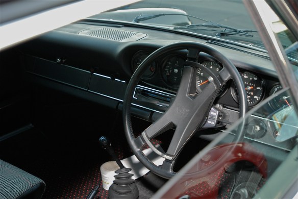 Black 1973 Porsche 911 Carrera RS_right hand drive interior detail_Cars&Coffee/Irvine_January 5. 2013