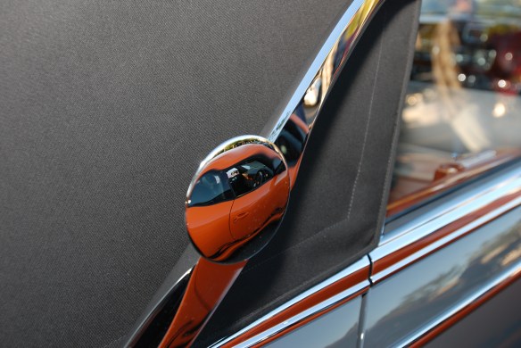 1960-1962 Gray Mercedes Benz 300 Automatic Cabriolet D_External chromed convertible top hinge w/ reflections_Cars&Coffee/Irvine_January 5. 2013