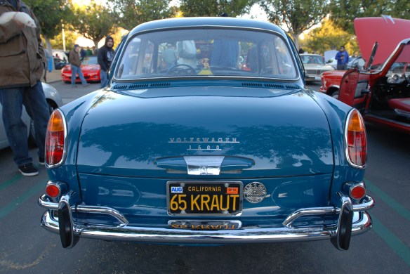 Blue 1965 VW type 3 Notchback_rear view and early morning reflections_Cars&Coffee/Irvine_January 19, 2013