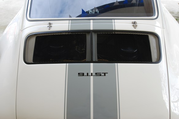 Grand prix white w/gray stripes_1972 Porsche  911 ST recreation_rear deck detail_Phoenix club all Porsche Swap & Display_3/03/13