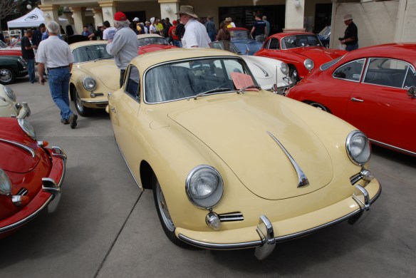 Champagne yellow 1964 Porsche 356C _3/4 front view _Phoenix club all Porsche Swap & Display_3/03/13
