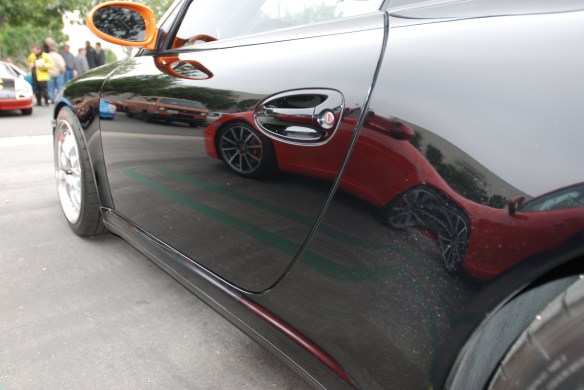 Black 2007 Porsche GT3RS with BBS cup wheels _Guards Red Porsche 991 reflection in drivers door_cars&coffee/irvine_3/16/13 Black 2007 Porsche GT3RS with BBS cup wheels _Guards Red Porsche 991 reflection in drivers door_cars&coffee/irvine_3/16/13