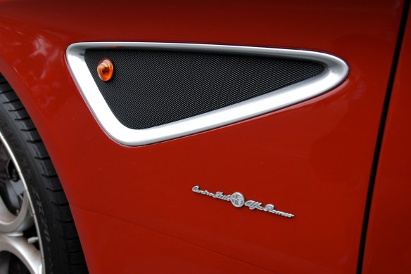 Red 2008 Alfa Romeo 8C Competizione_front fender mesh side vent detail_cars&coffee/Irvine_3/16/13 Red 2008 Alfa Romeo 8C Competizione_front fender mesh side vent detail_cars&coffee/Irvine_3/16/13