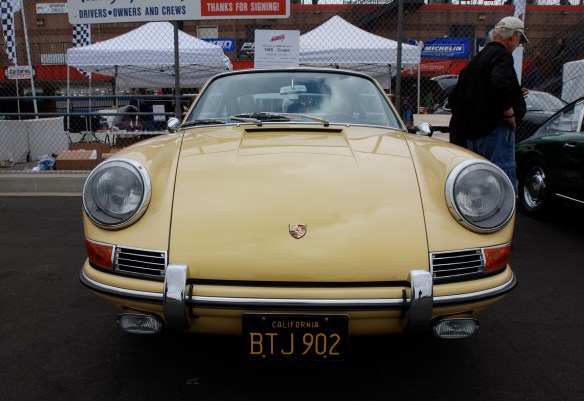 50th anniversary  of the Porsche 911 display_Pale yellow 1965 911 Coupe / front view _California Festival of Speed_April 6, 2013