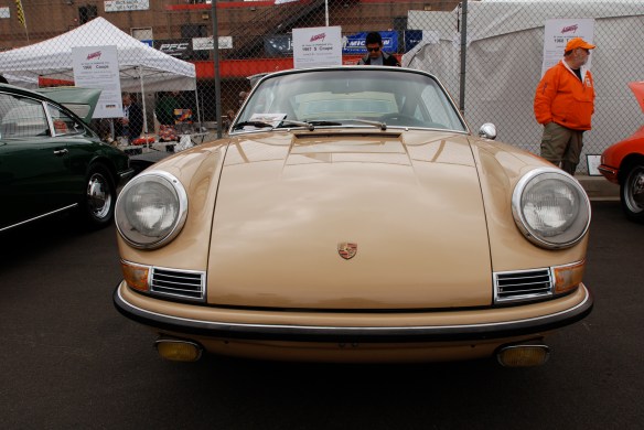 50th anniversary  of the Porsche 911 display_Sand Beige 1967 911S  Coupe / front view _California Festival of Speed_April 6, 2013