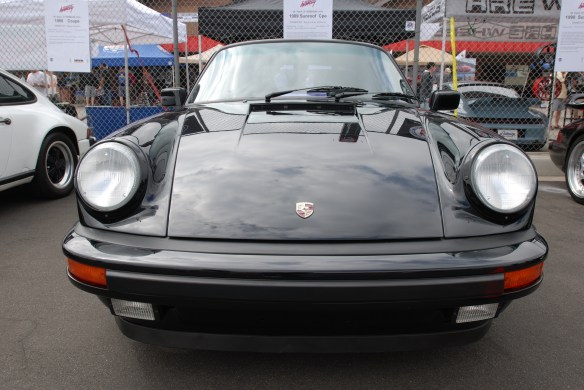 50th anniversary  of the Porsche 911 display_Black 1989 911 Carrera Coupe / front view _California Festival of Speed_April 6, 2013