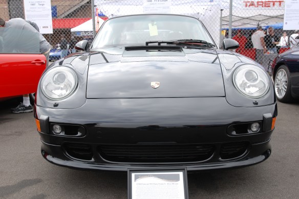 50th anniversary  of the Porsche 911 display_Black 1998  Turbo S coupe / front view _California Festival of Speed_April 6, 2013