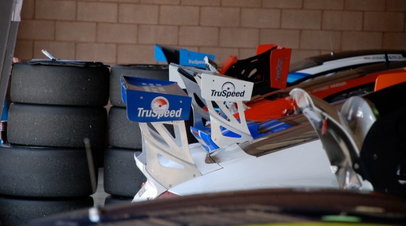 TruSpeed Porsche GT3 cup car rear wings_garage 2_California Festival of Speed_April 6, 2013