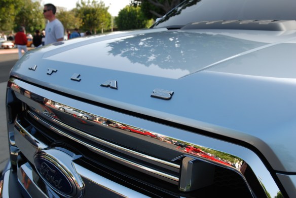 Silver Ford Atlas Concept_front grill detail with reflections_Cars&Coffee/Irvine_April 27, 2013