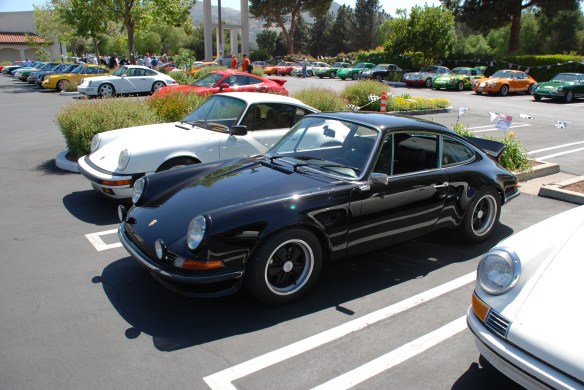 Black 1970s Porsche 911 GT_3/4 front view with reflections_RGruppe Solvang Treffen_May 18, 2013