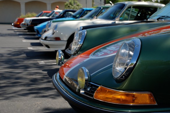 Green metallic with 2 toned stripes, 911 Targa _group shot in a row_RGruppe Solvang Treffen_May 18, 2013