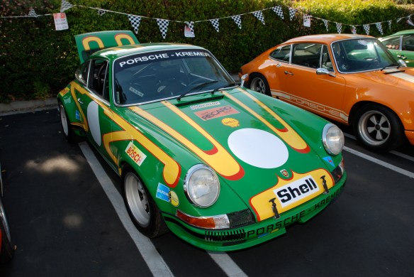 Viper Green 1972 Porsche 911ST Kremer recreation_3/4 front view with reflections_RGruppe Solvang Treffen_May 18, 2013