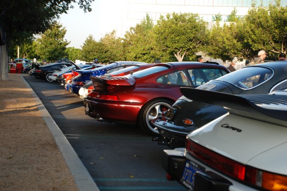 Porsche row color _3/4 rear view shot down entire row_Cars&Coffee/Irvine_April 27, 2013