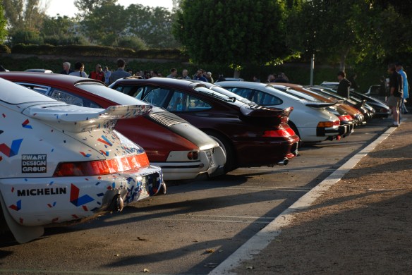 Porsche row color_long shot of rear ends, side view _Cars&Coffee/Irvine_April 27, 2013
