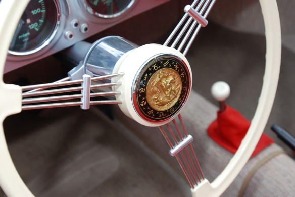 Porsche 356-01 recreation_ interior shot, steering wheel detail_C&C show-June 22, 2013