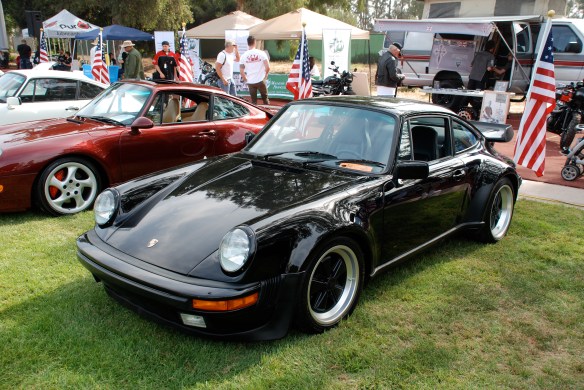 Black Porsche 930 turbo_3/4 front view, Porsche row_Boys Republic / Steve McQueen car&motorcycle show _June 1, 2013