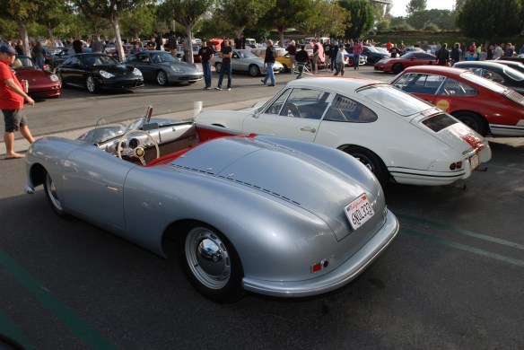Porsche 356-01 recreation_ 3/4 rear view, drivers side, group shot_C&C show-June 22, 2013