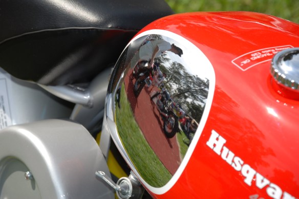 1970 Husqvarna 400 Cross_tank reflections_Boys Republic / Steve McQueen car&motorcycle show _June 1, 2013
