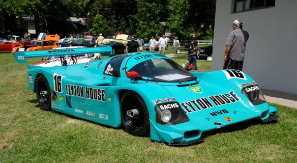 Turquoise blue 1988 Porsche Kremer 962C Leyton House coupe _3/4 front view _Boys Republic / Steve McQueen car&motorcycle show _June 1, 2013