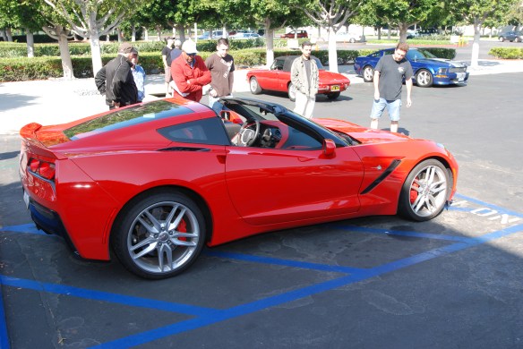Red 2014 Corvette Stingray_3/4 side view_ cars&coffee_August 24, 2013 Red 2014 Corvette Stingray_3/4 side view_ cars&coffee_August 24, 2013