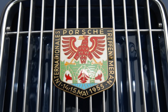 Blue Porsche 356 continental coupe_rear grill badge_356 Club of California Dana Point Concours_ July 21, 2013