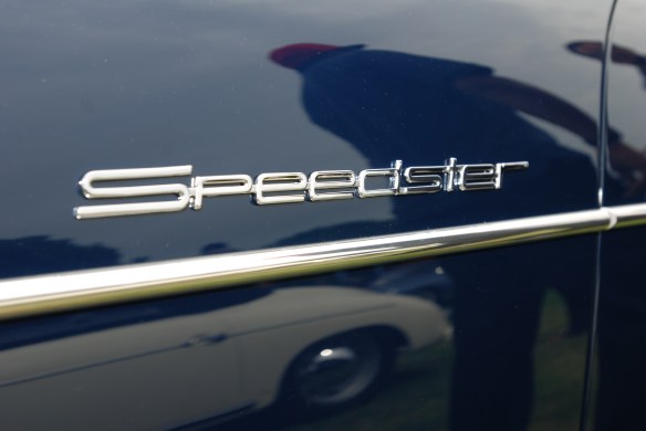 Azure Blue Porsche 356 speedster_front fender reflections and badge_356 Club of California Dana Point Concours_ July 21, 2013