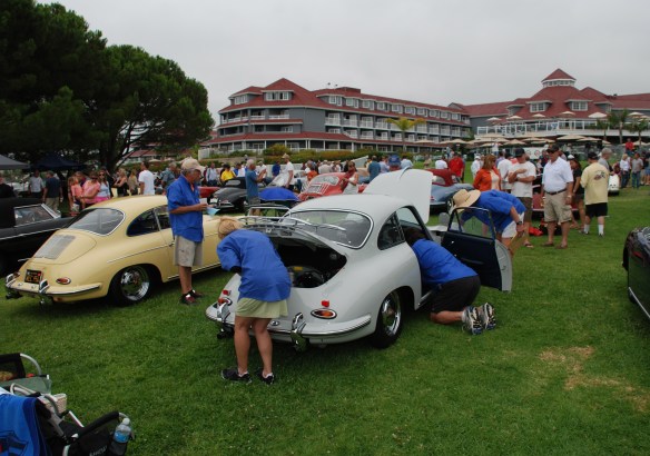 White Porsche 356 coupe_ being judging_356 Club of California Dana Point Concours_ July 21, 2013