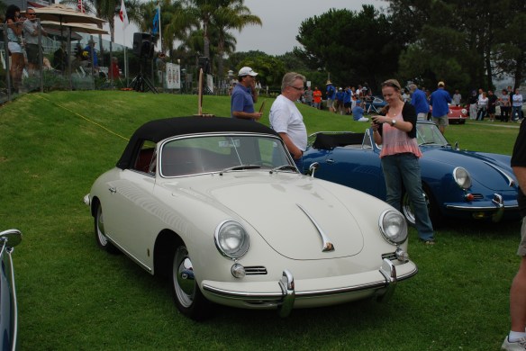Ivory white with red interior Porsche 356 Cabriolet__trophy winner_356 Club of California Dana Point Concours_ July 21, 2013