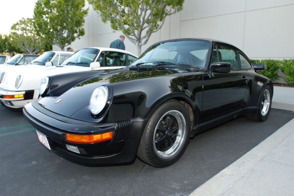 Black  on black 1987 Porsche 930 Turbo_3/4 front view_Cars&Coffee/Irvine_9/30/13