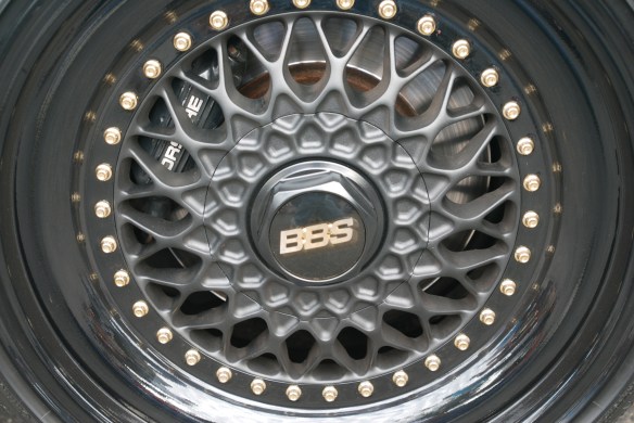 Lowered Mint Green Porsche 964 Carrera 2 coupe_rotiform modified black BBS rear wheel_Cars&Coffee_August 31, 2013