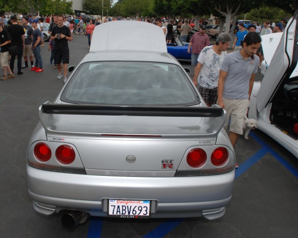Silver right hand drive Nissan Skyline GTR_ rear view_Cars&Coffee_August 31, 2013