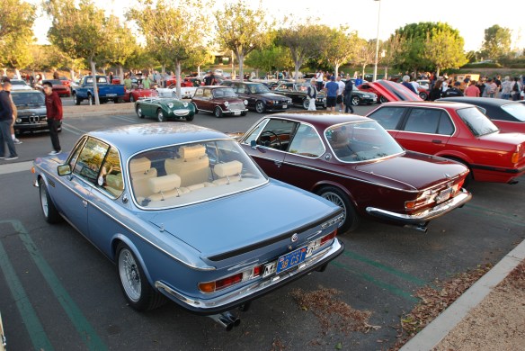 A pair of E9 BMW 3.0 CS models_3/4 rear view_cars&coffee/irvine_10/05/13